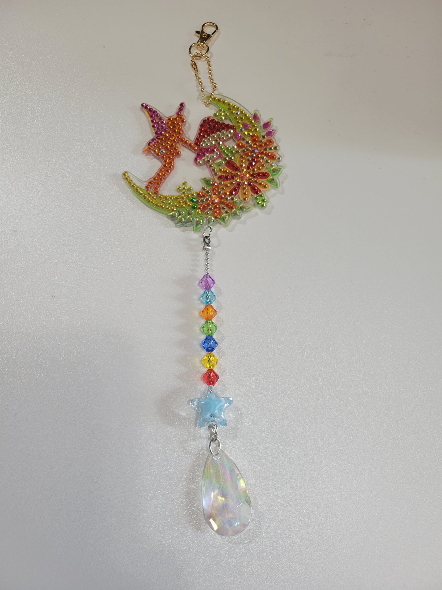 Orange Fairy on the Moon Diamond Art | Suncatcher