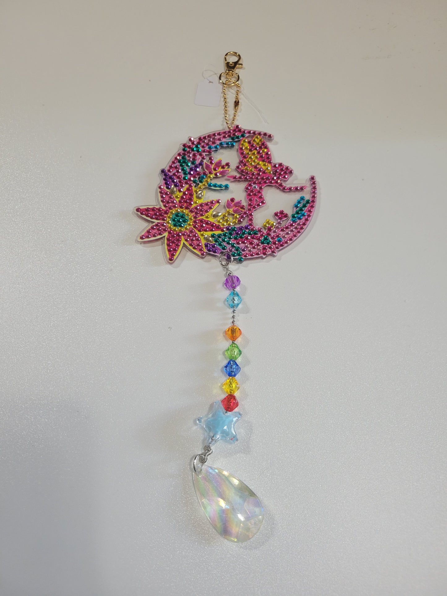 Pink Fairy on the Moon Diamond Art | Suncatcher