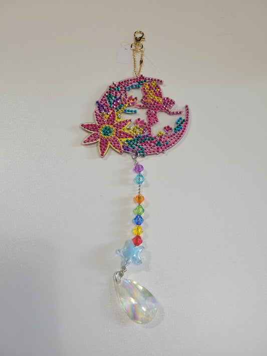 Pink Fairy on the Moon Diamond Art | Suncatcher