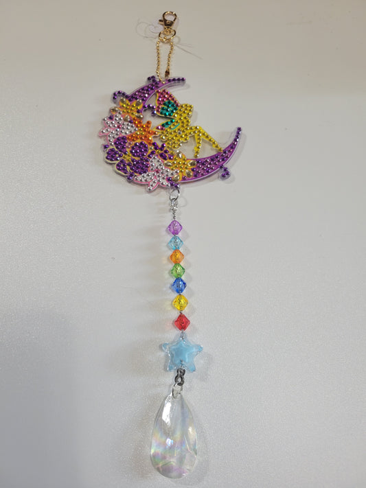 Yellow Fairy on the Moon Diamond Art | Suncatcher