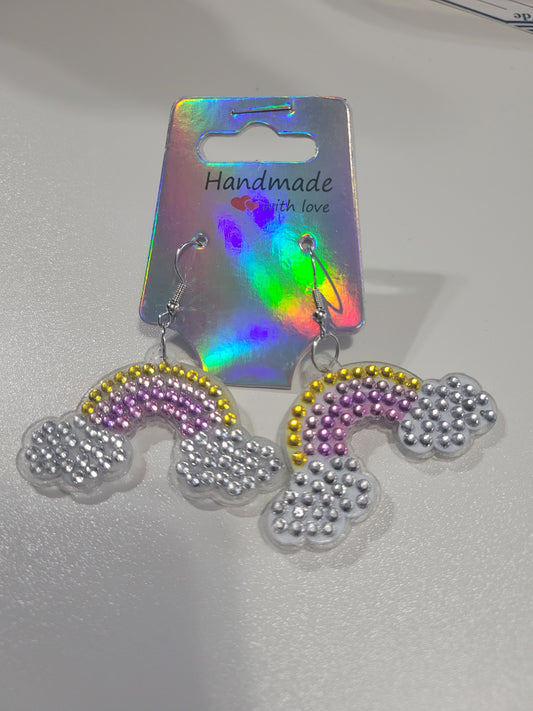 Rainbow and Clouds Diamond Art | Earrings