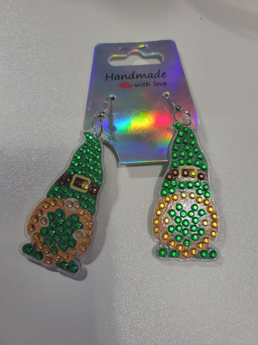 Shamrock Gnomes Diamond Art | Earrings