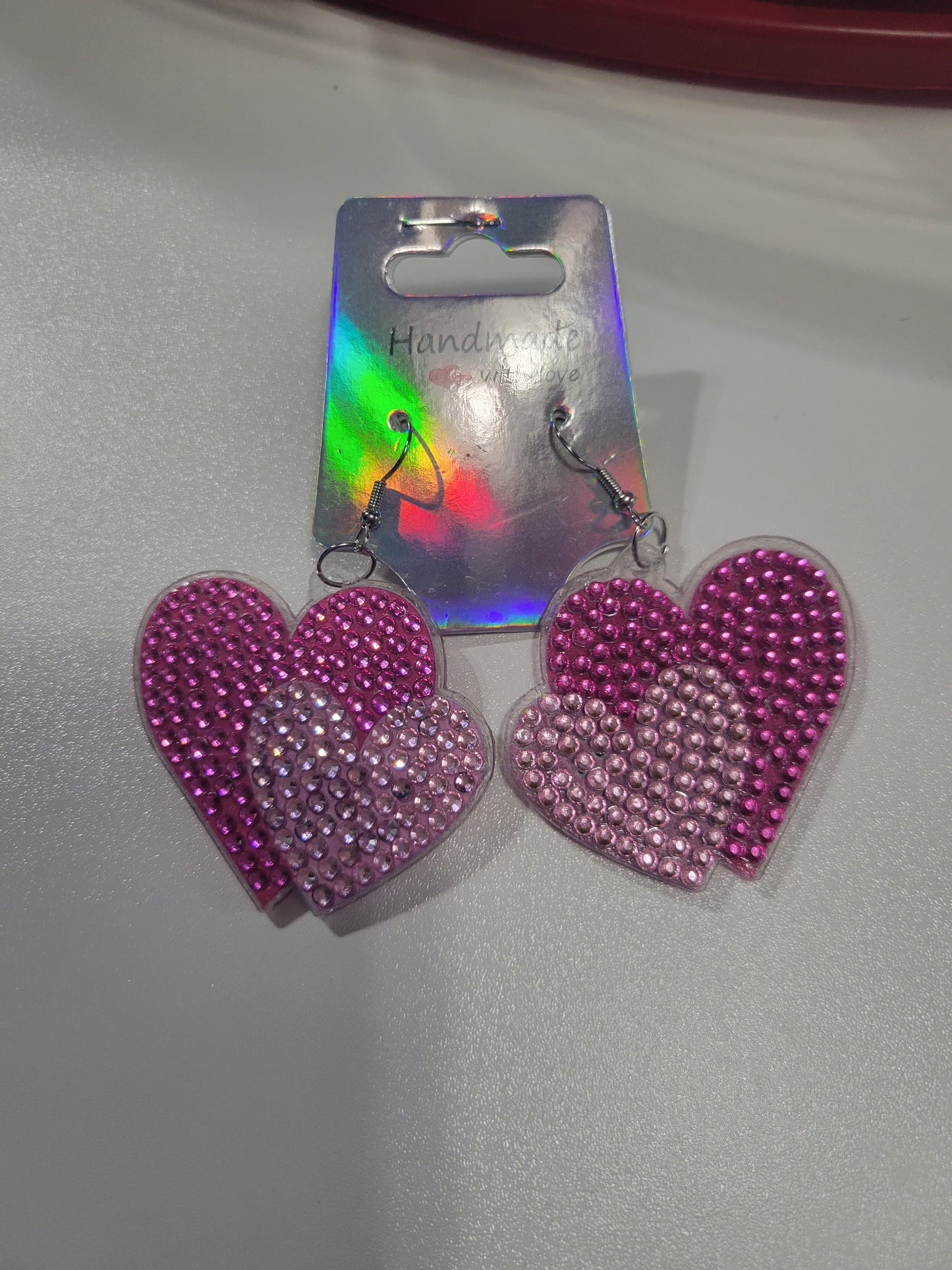 Pink Hearts Diamond Art | Earrings