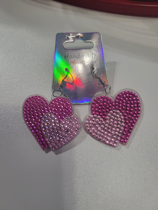 Pink Hearts Diamond Art | Earrings