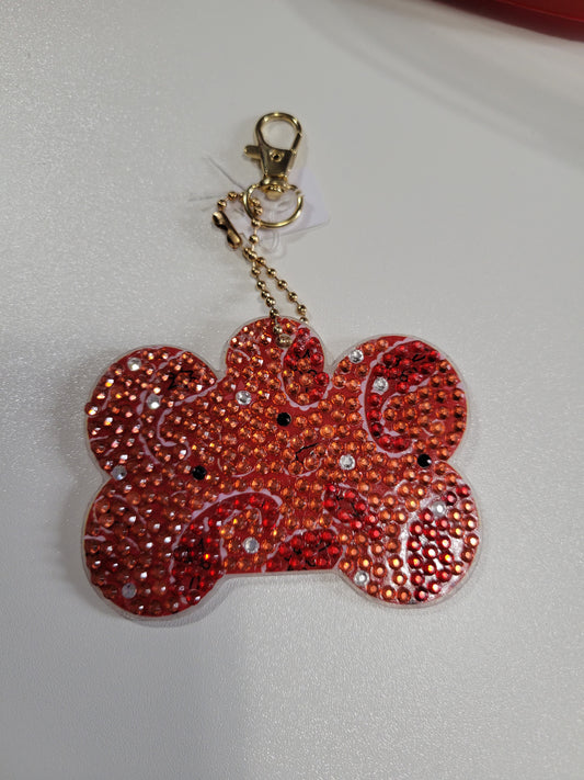 Red Print Dogbone Diamond Painting| Keychain