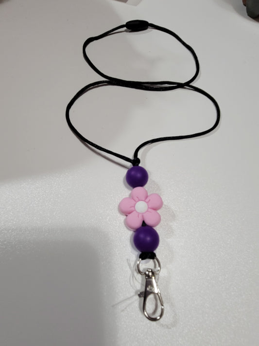 Pink Flower with Purple | Lanyard