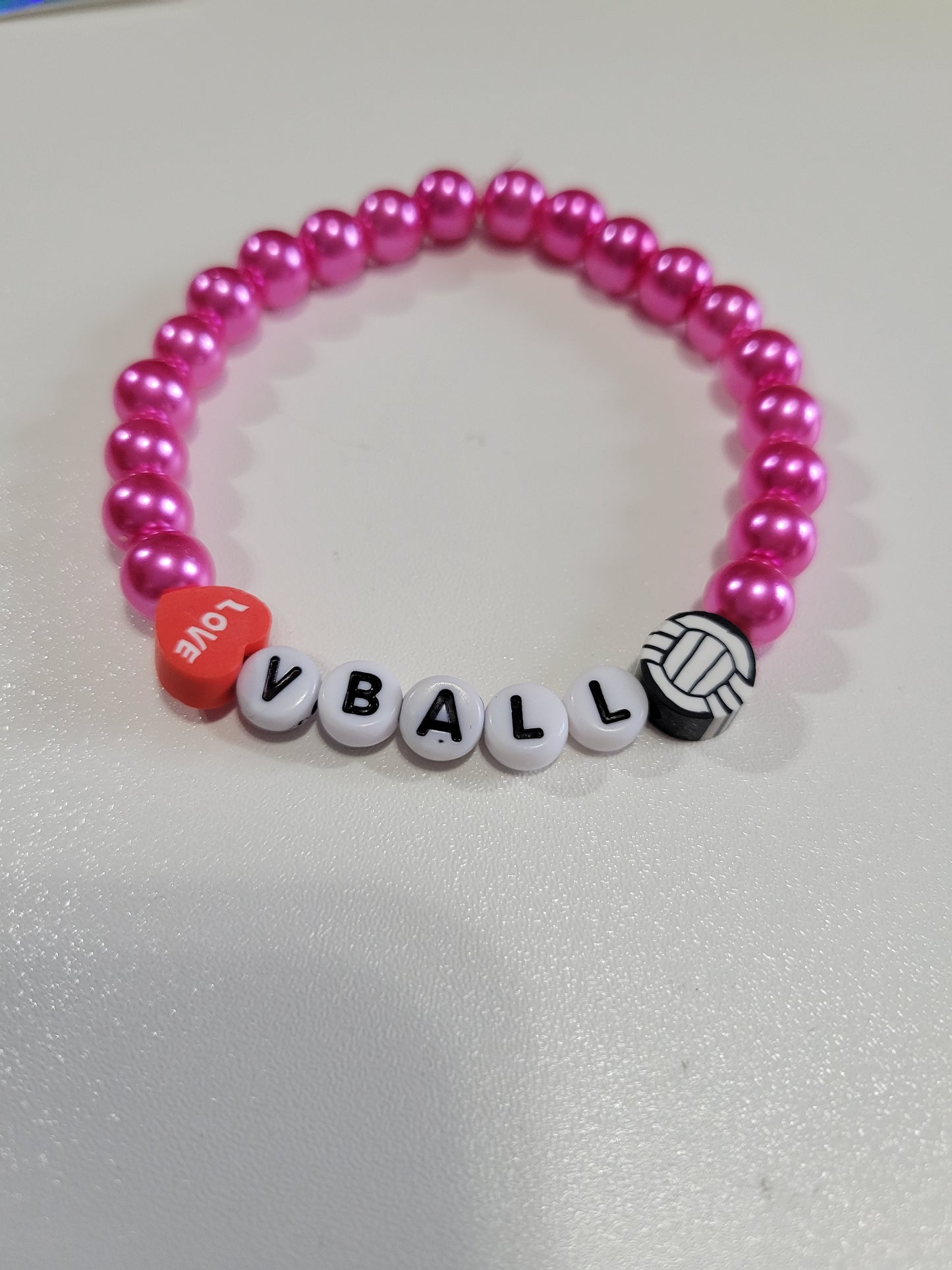 Pink Volleyball | Beaded Bracelet