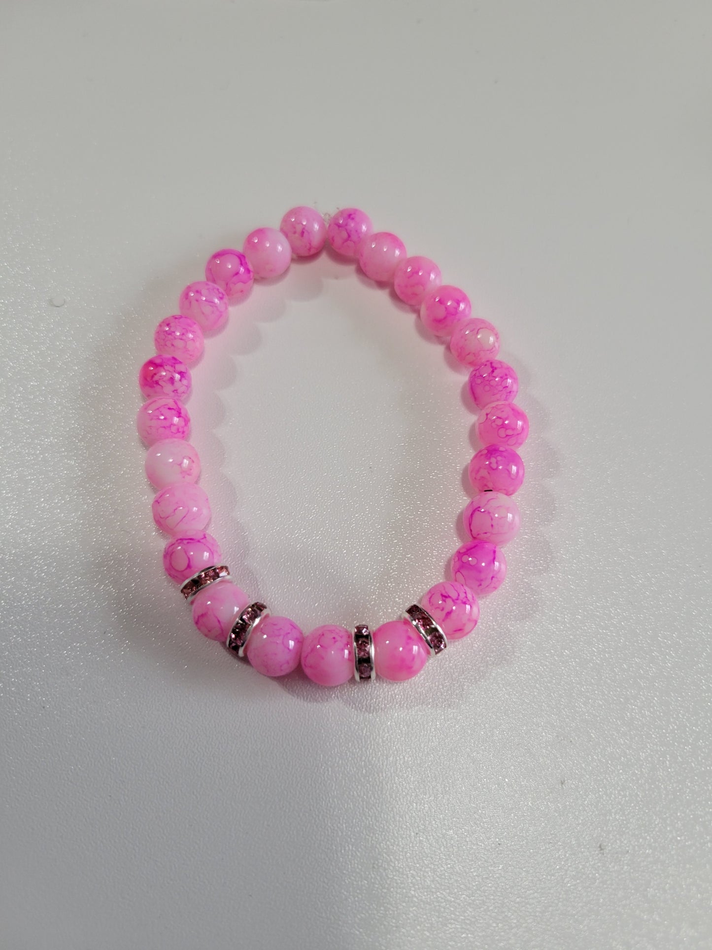Pink Marble with Bling | Beaded Bracelet