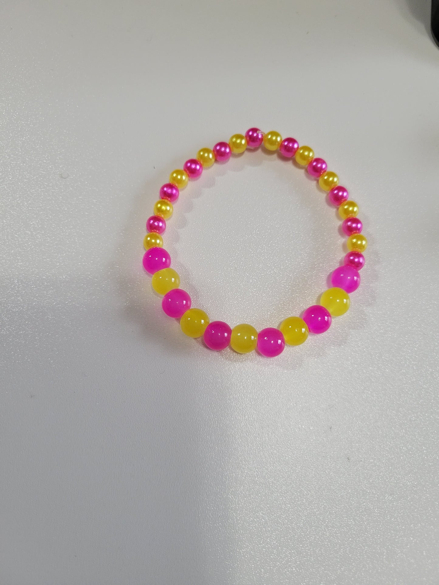 Neon Yellow and Pink | Beaded Bracelet