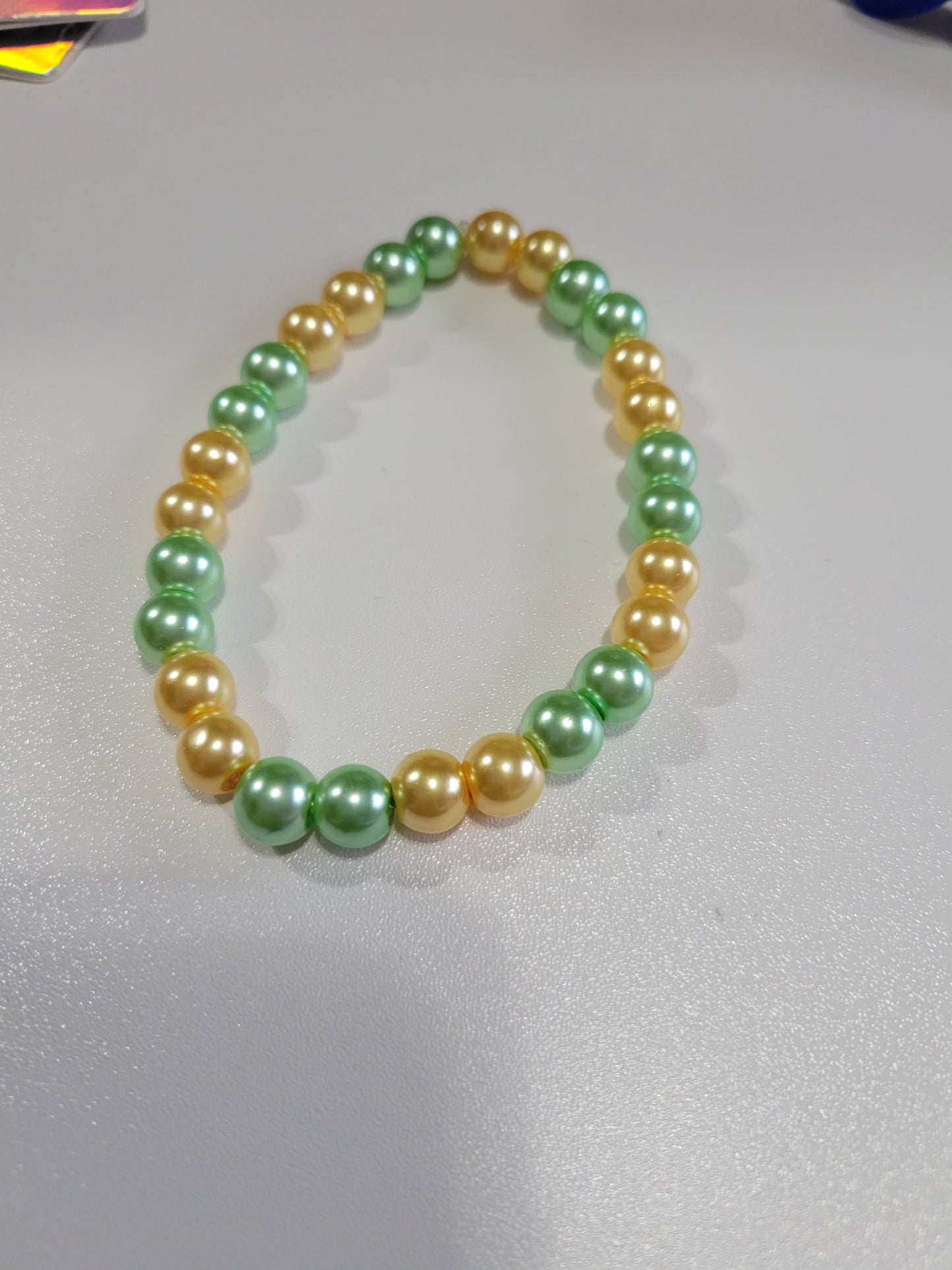Yellow and Green Pearl | Beaded Bracelet