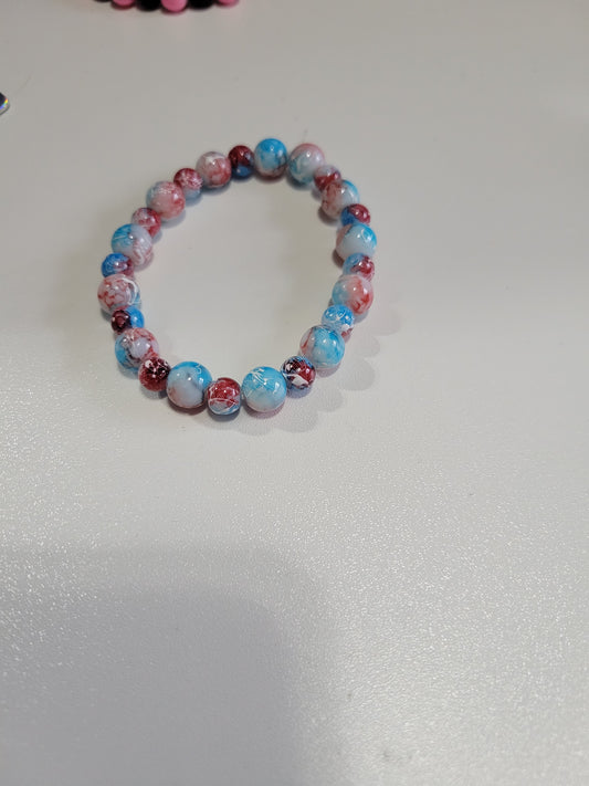 Blue and Red Swirl | Beaded Bracelet