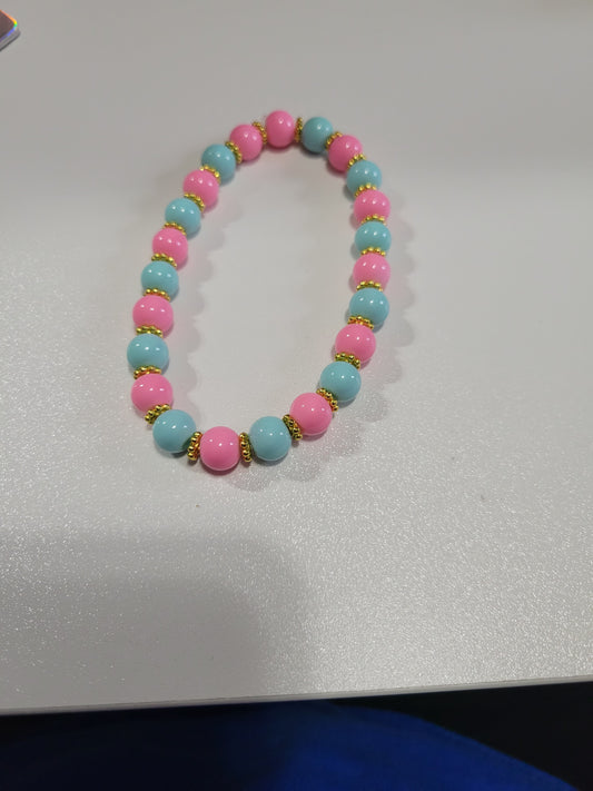 Pink and Blue with Spacers | Beaded Bracelet