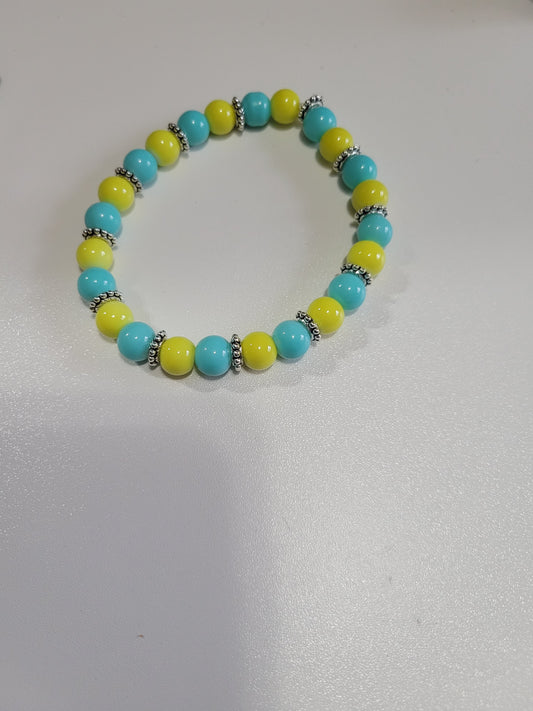Yellow and Blue with Spacers | Beaded Bracelet