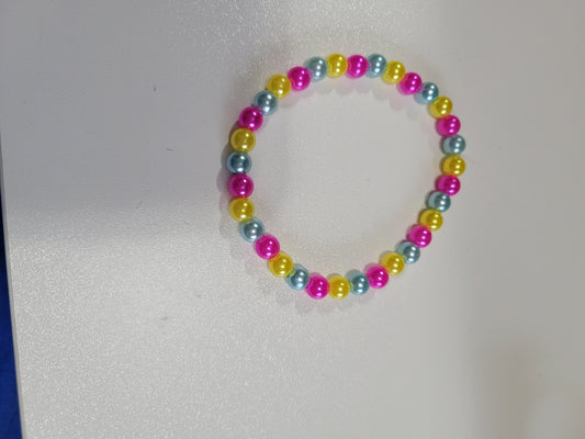 Pink, Yellow and Blue Pearl | Beaded Bracelet