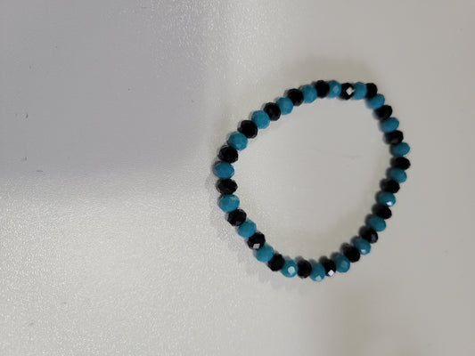 Blue and Black Faceted | Beaded Bracelet
