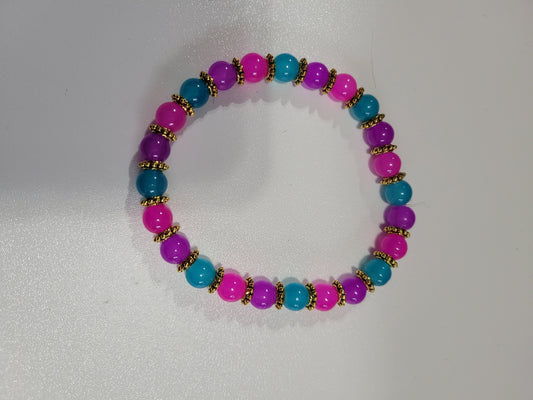 Pink, Blue and Purple with Spacers | Beaded Bracelet