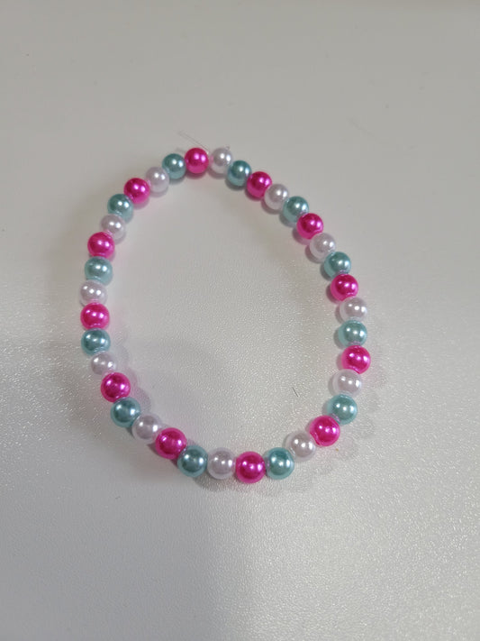 White, Pink and Blue | Beaded Bracelet