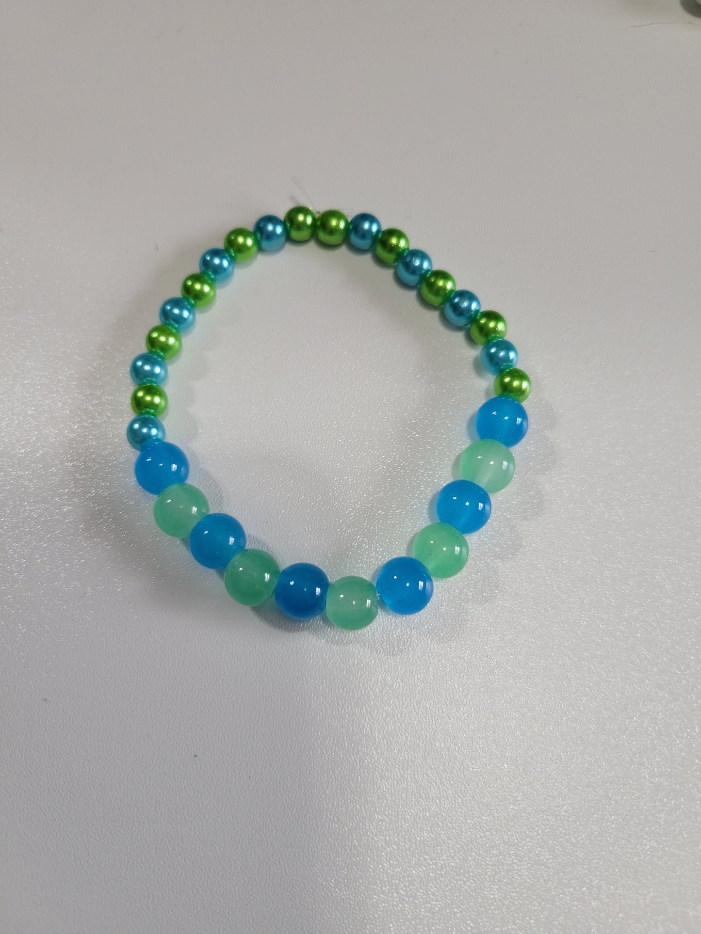 Frosted Blue and Green Pearl | Beaded Bracelet