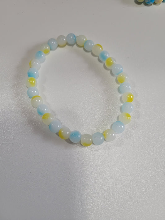 White, Yellow and Blue Cloud | Beaded Bracelet