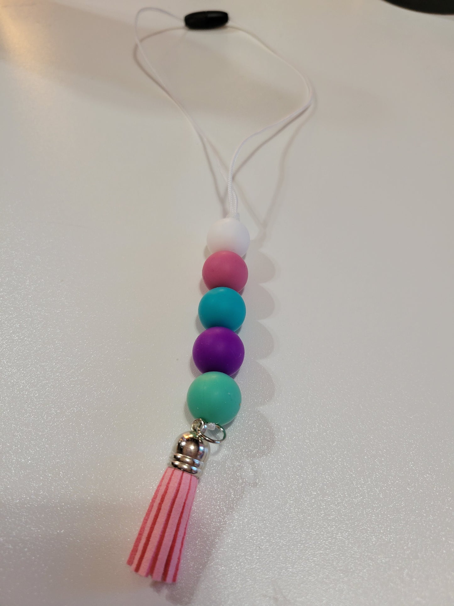 Beads w/pink tassel | Car Charm