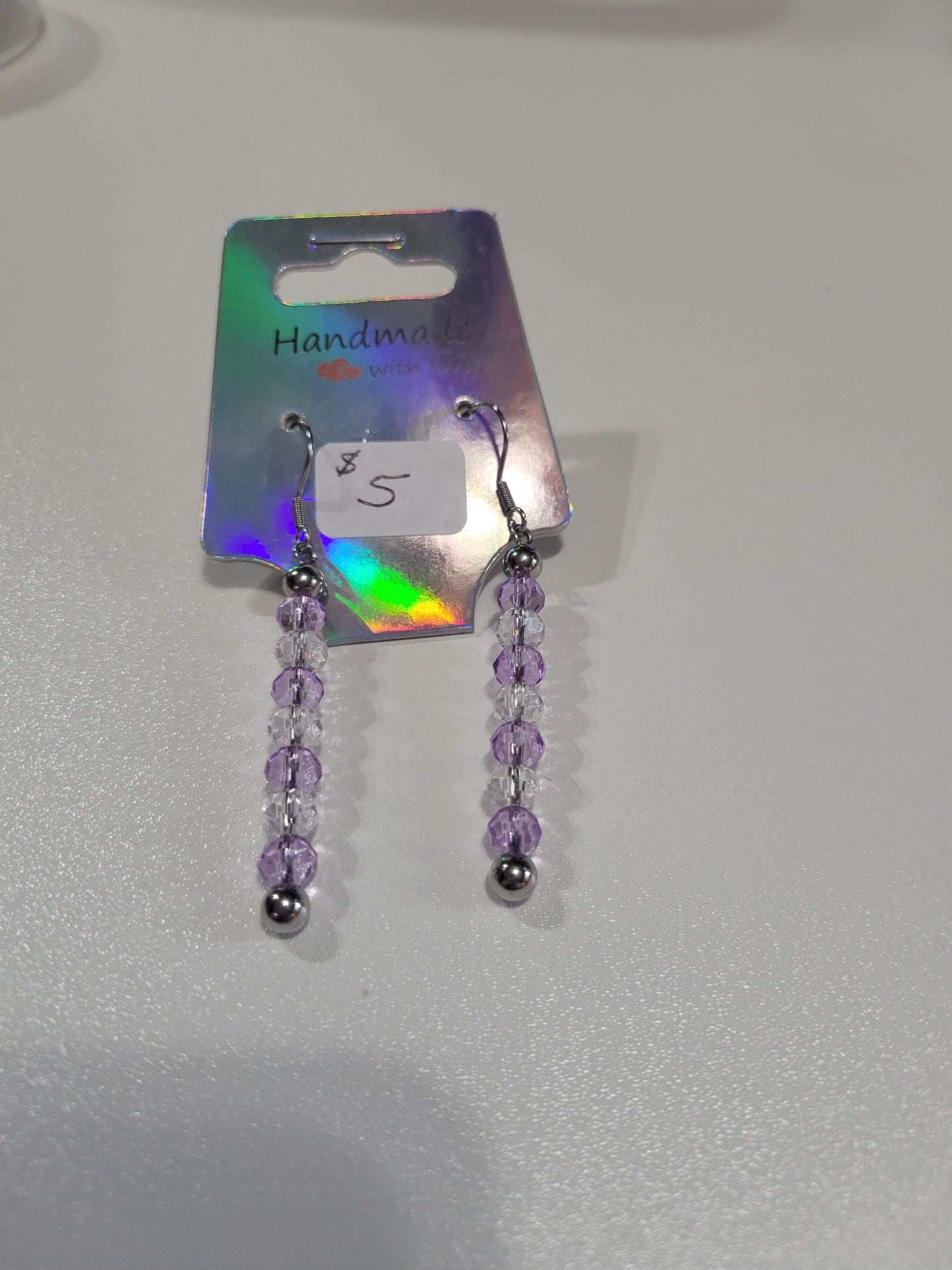 Purple/Clear Earrings | Bar Earrings