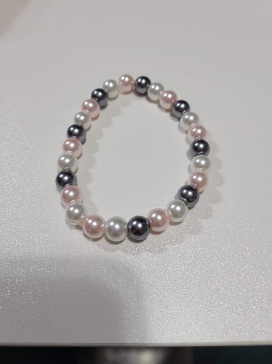 Pink/Gray/White | Beaded Bracelet