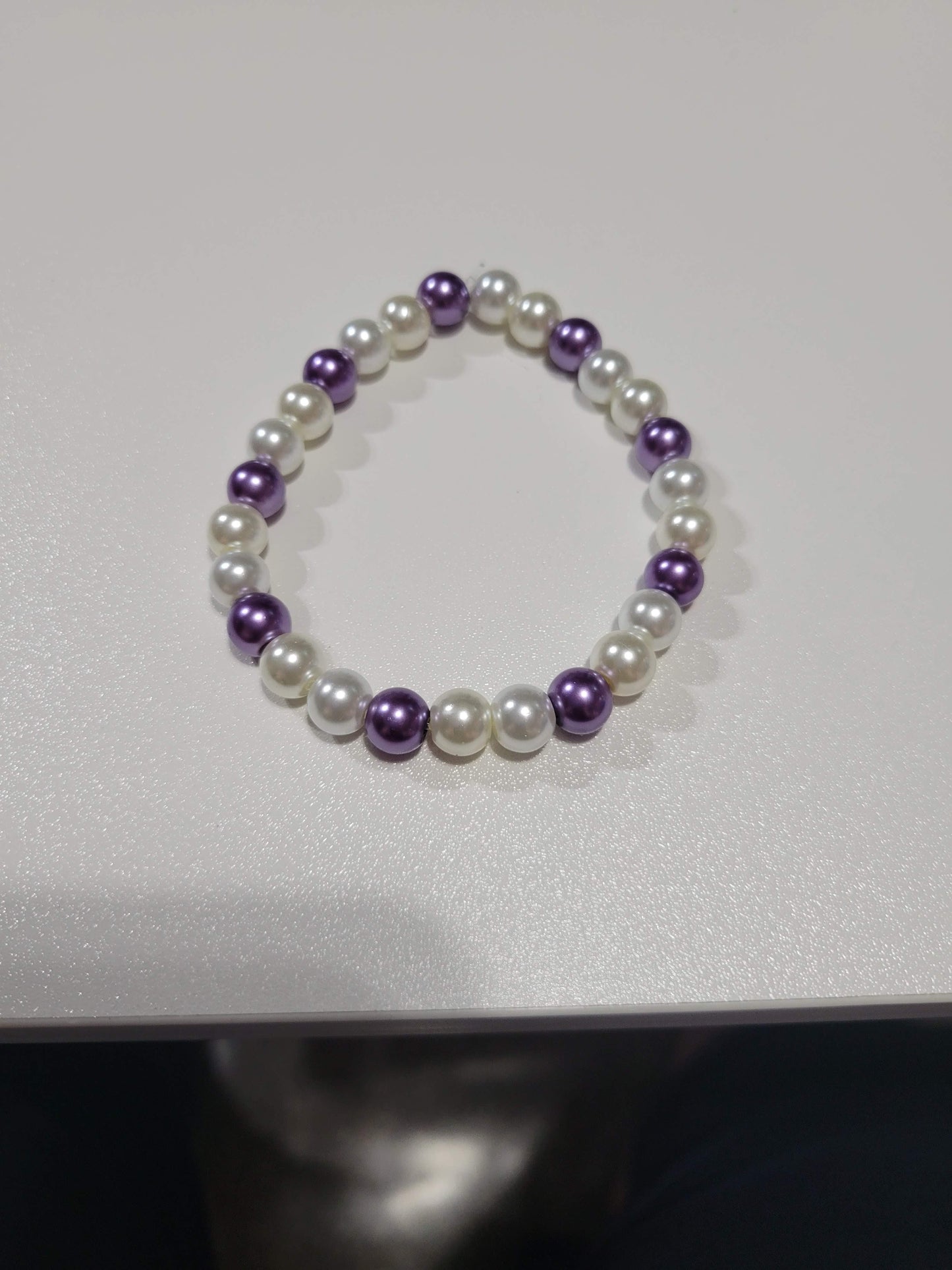 Purple/White| Beaded Bracelet