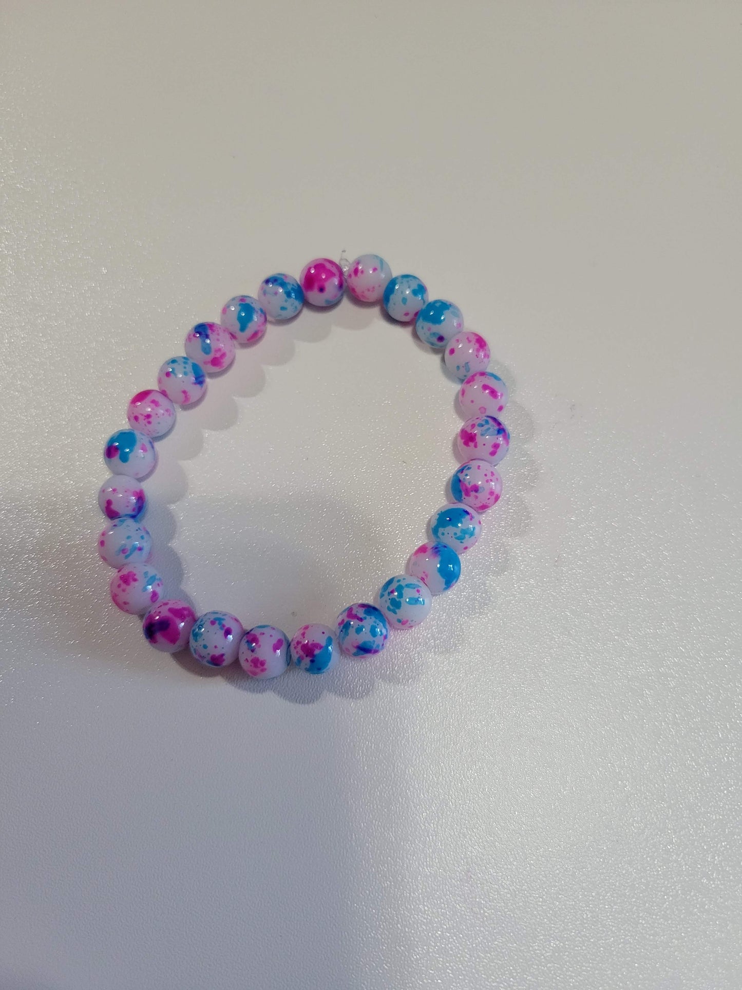 Blue/Pink Spotted| Beaded Bracelet