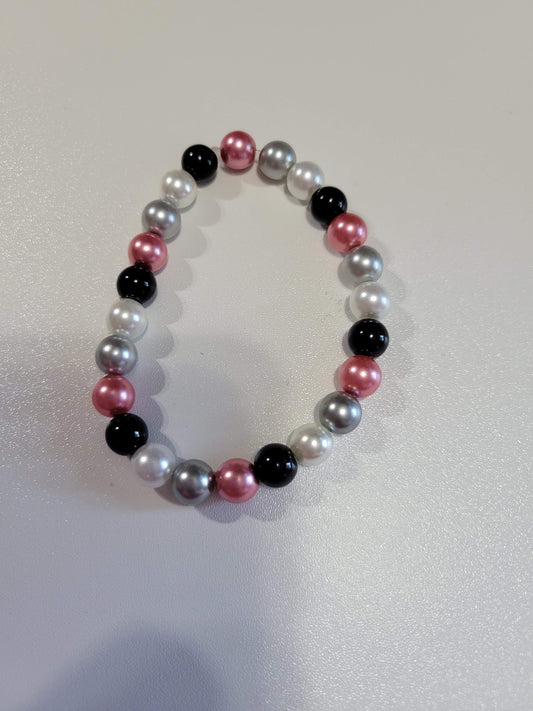 Pink/Gray/White/Black | Beaded Bracelet