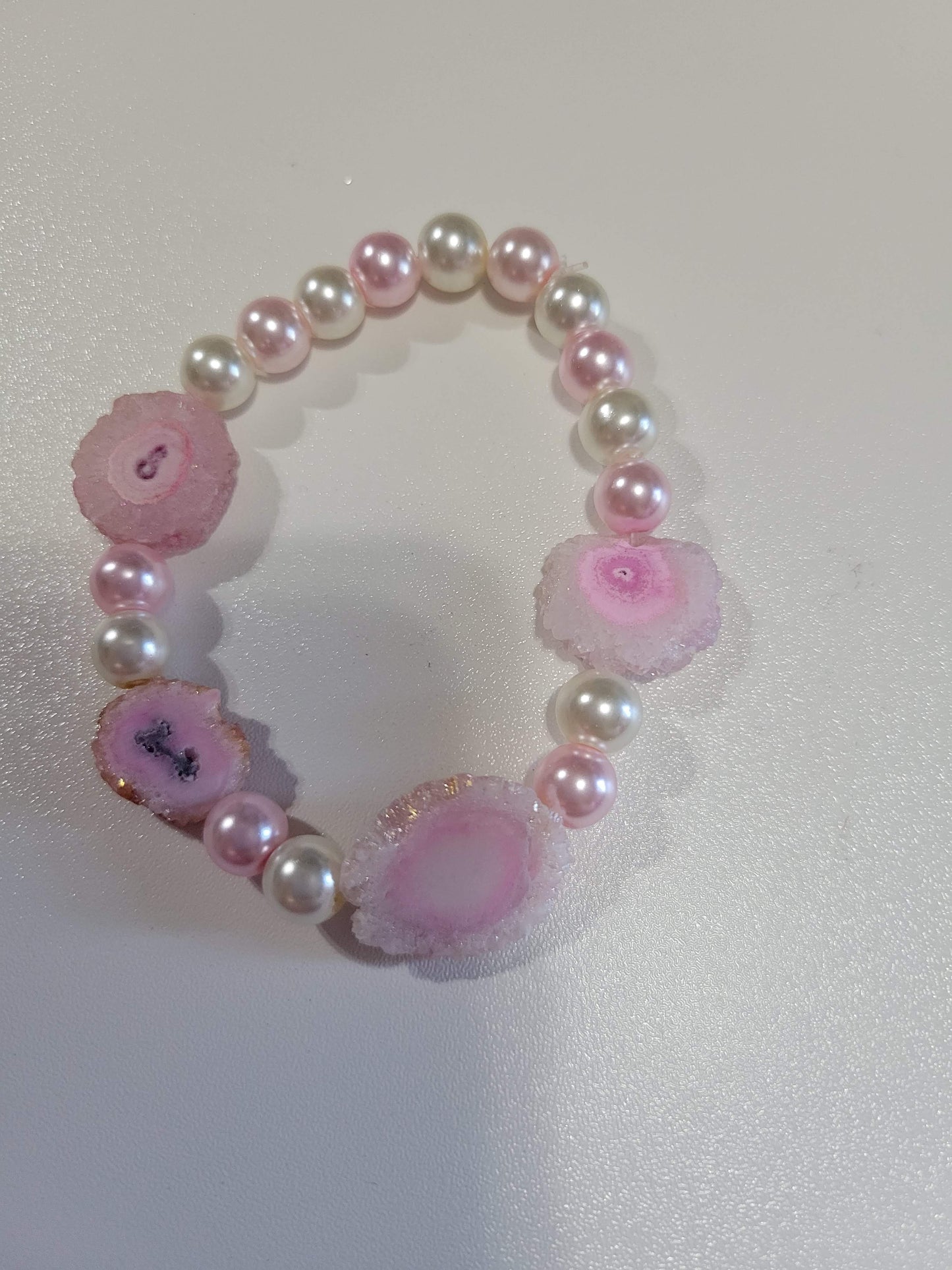 Pink w/Stones | Beaded Bracelet