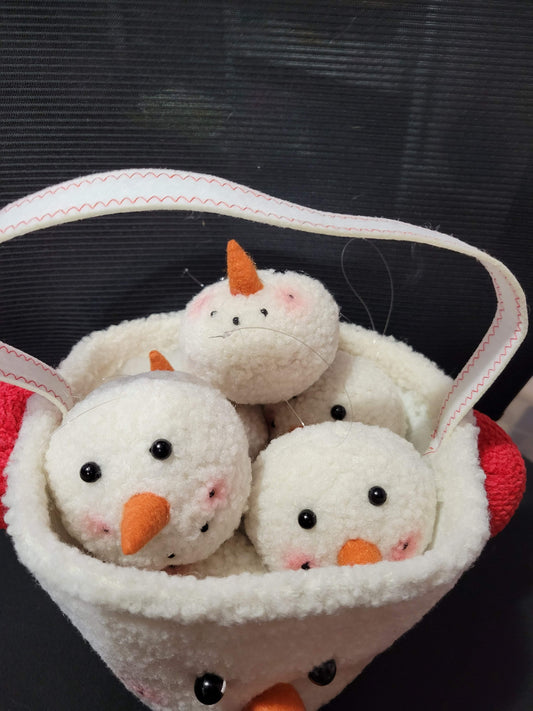 Snow Bucket with 8 fuzzy snowball Ornaments|Plush