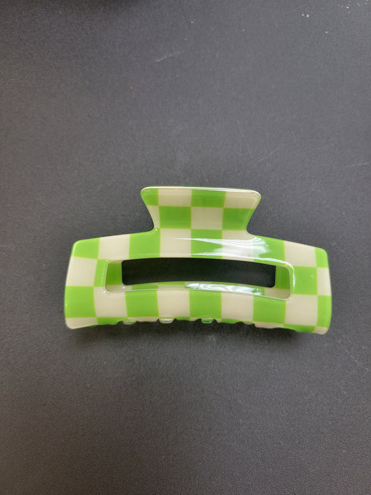 Green checkered Medium |Hair Clips