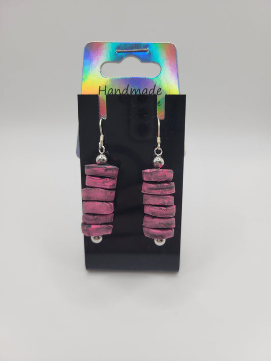 Several Round Pink/Black Tie Dyed | Clay Earrings