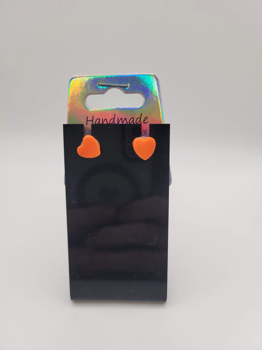 Heart Stud Orange | Clay Earrings