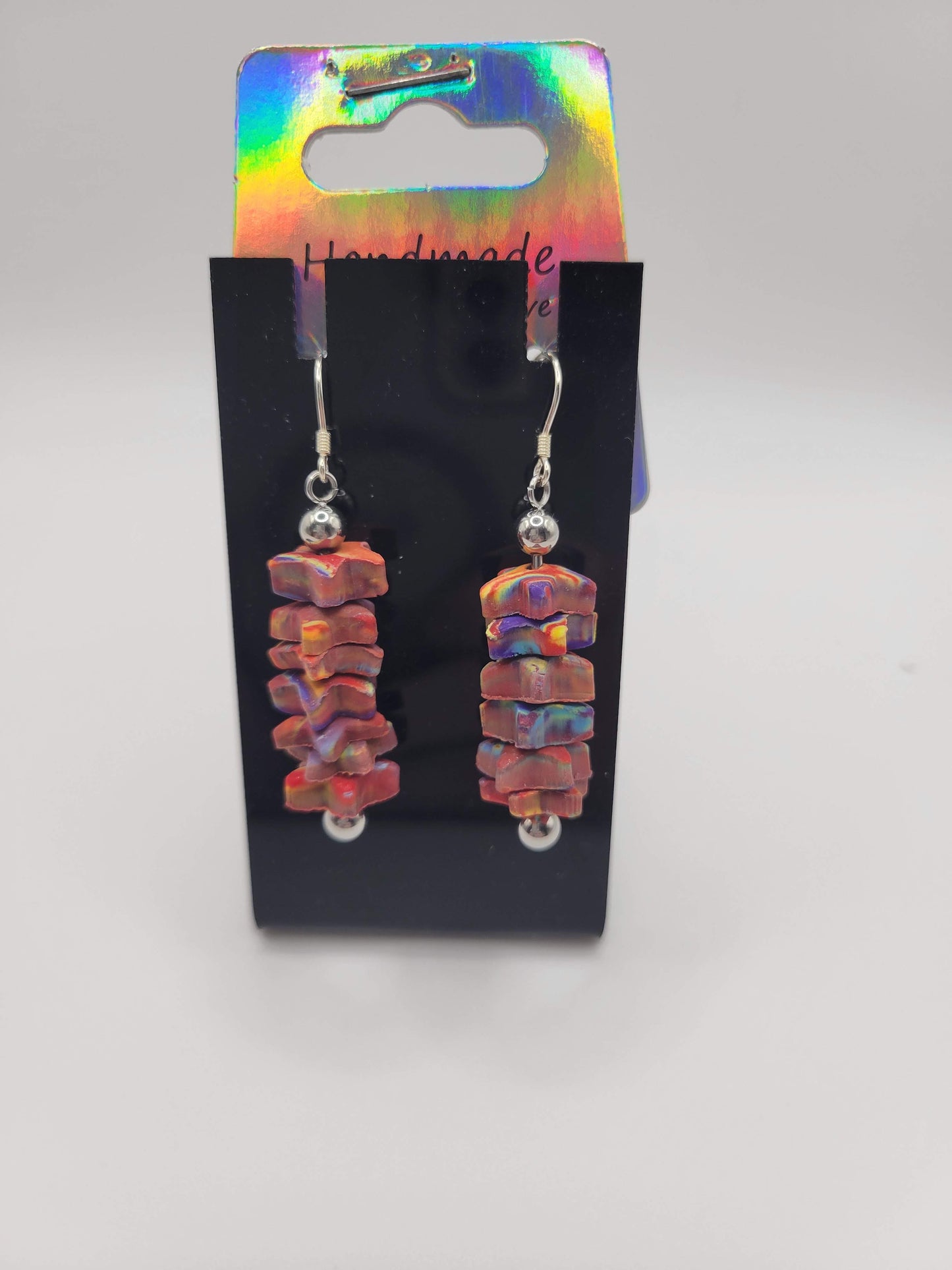 Star Rainbow Tie Dyed | Clay Earrings