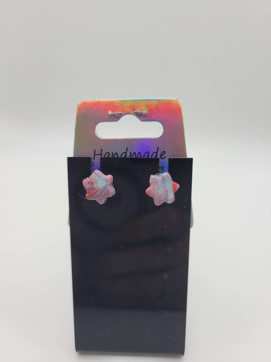 Star Stud Red/Blue Shimmer Tie Dyed | Clay Earrings
