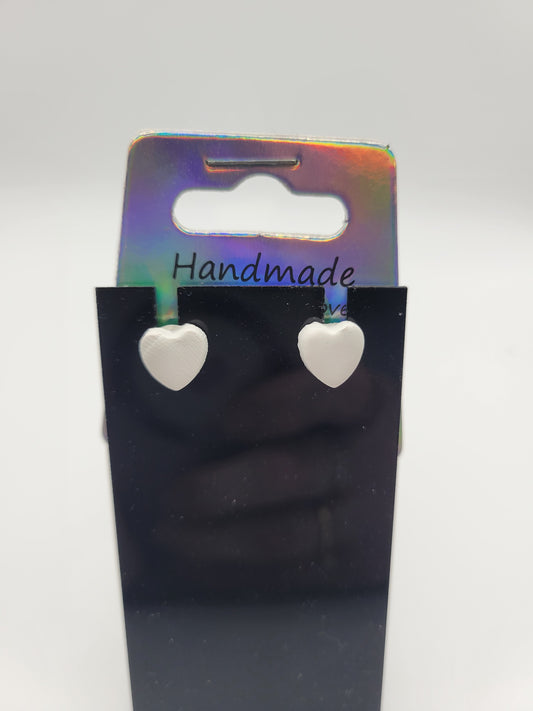 Heart Stud White | Clay Earrings