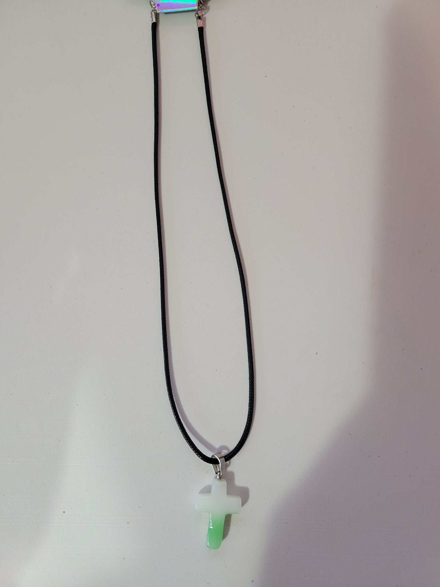 Green White Cross |Corded Necklace - 18"