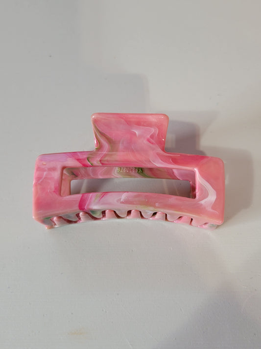 Medium Pink/White Swirl|Hair Clips