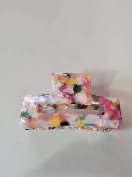 Medium Pink/White/Black Art|Hair Clips