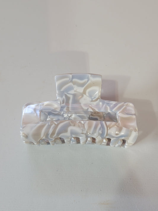 Medium White/Tan/Gray Swirl|Hair Clips