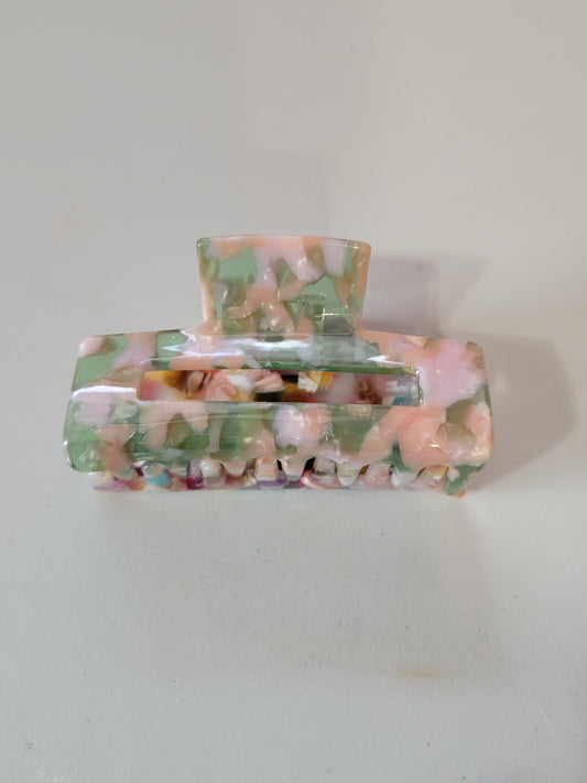 Medium Green/Pink Art|Hair Clips