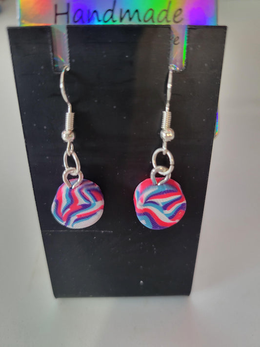 Pink/Blue/Purple/White Tie Dyed| Clay Earrings