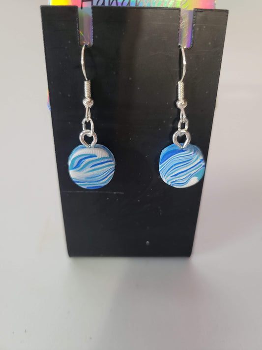 Teal/Blue/White Tie Dyed| Clay Earrings
