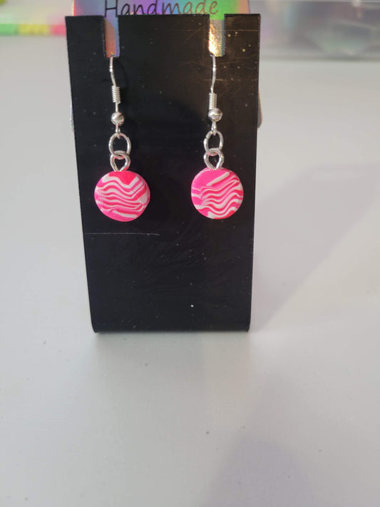 Pink/White Tie Dyed| Clay Earrings