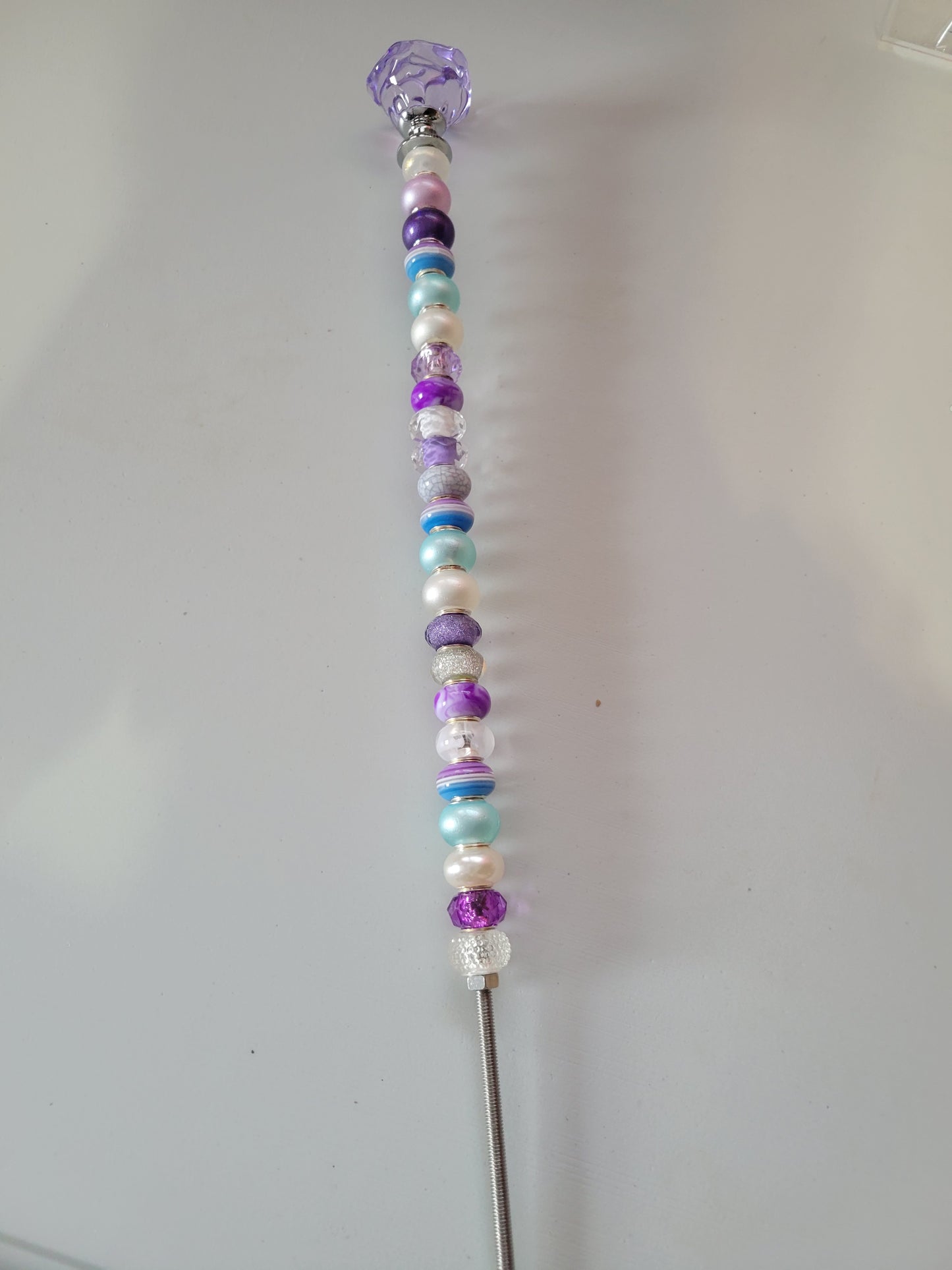 Purple/Teal/White with Purple Rose Top| Garden Stake