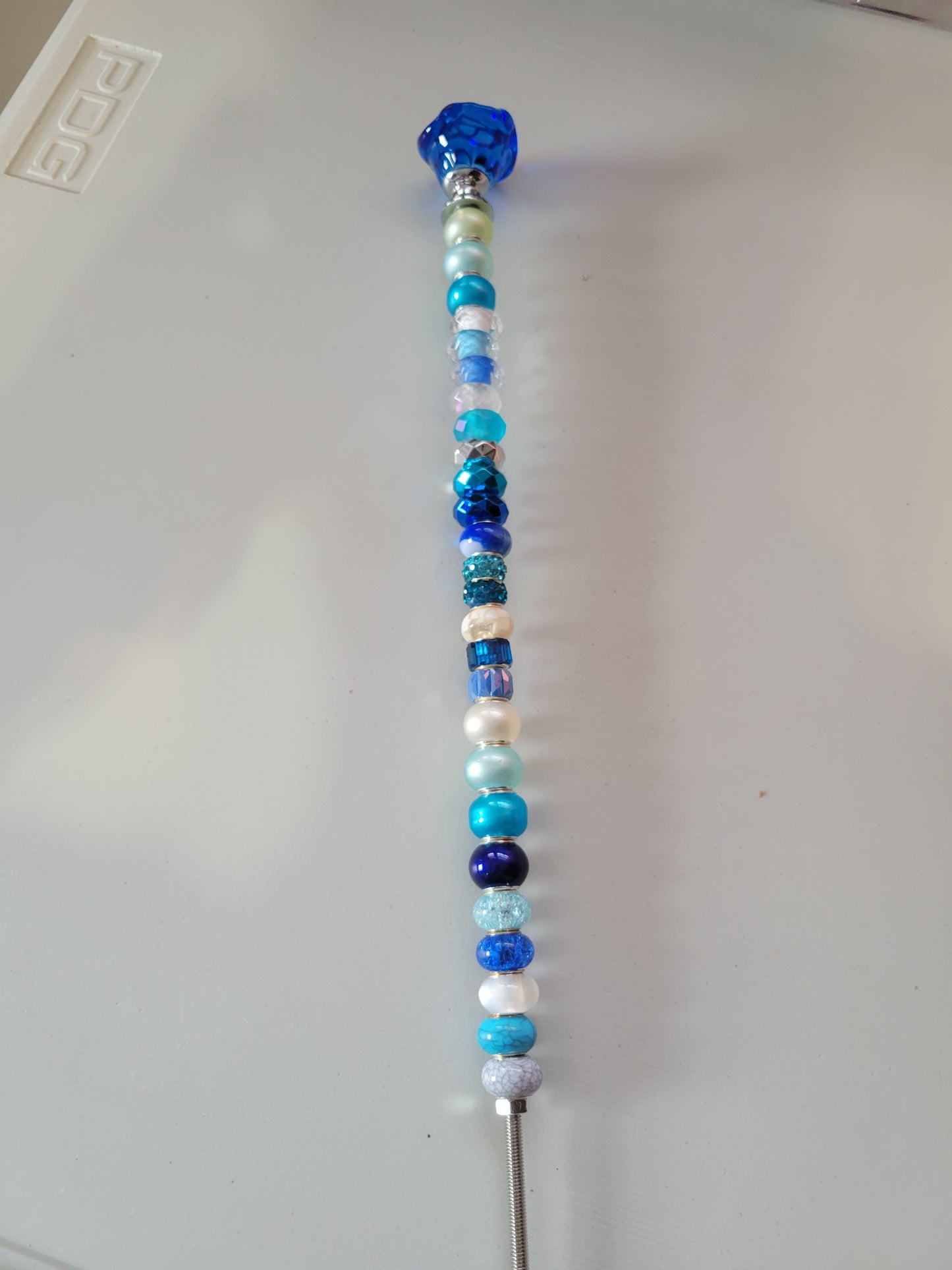 Blue/Teal/White with Blue Rose Top| Garden Stake