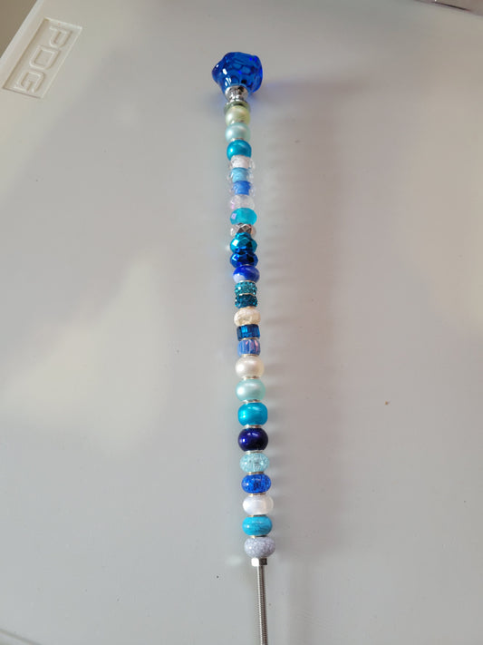 Blue/Teal/White with Blue Rose Top| Garden Stake