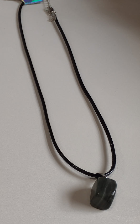 Black and Gray Stone | Corded Necklace - 18"