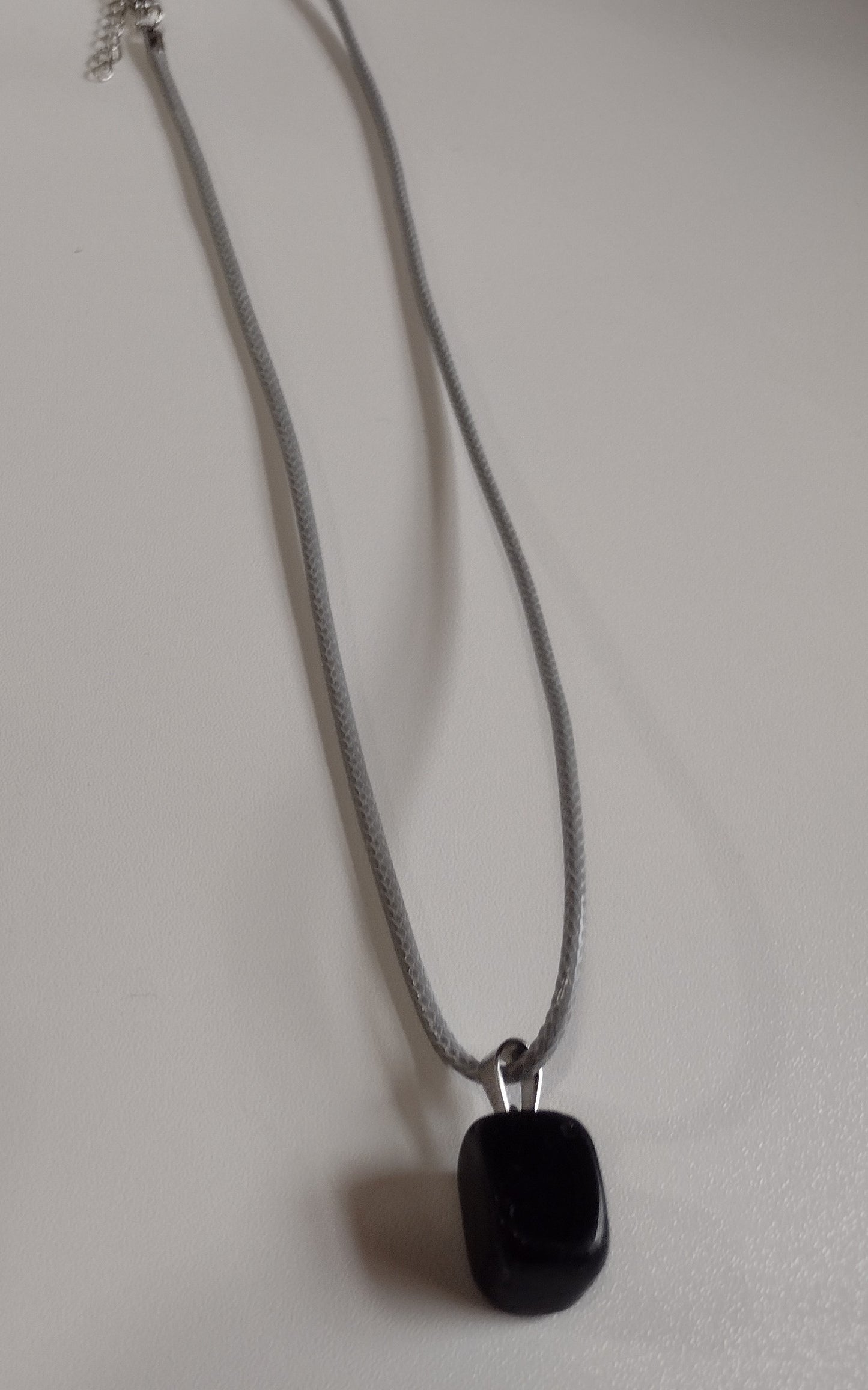 Black Stone | Corded Necklace - 18"